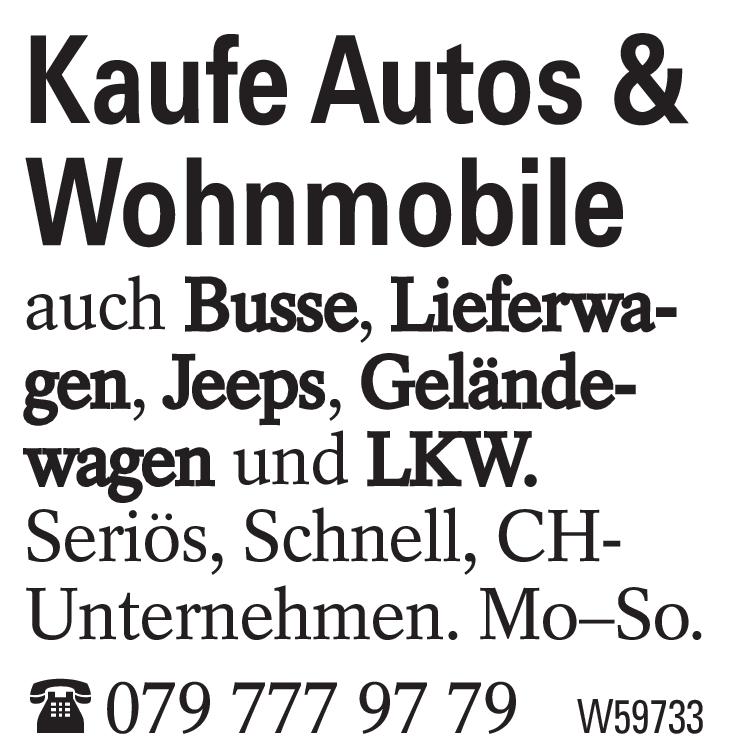 Kaufe Autos & Wohnmobile
