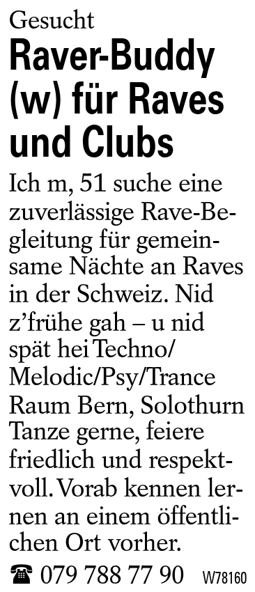 Raver-Buddy (w) für Raves und Clubs