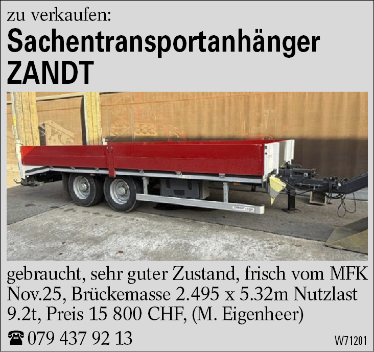 Sachentransportanhänger ZANDT