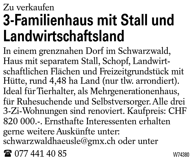 3-Familienhaus mit Stall und Landwirtschaftsland