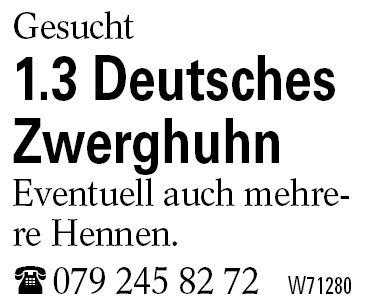 1.3 Deutsches Zwerghuhn