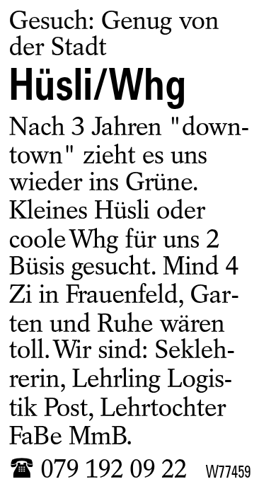 Hüsli/Whg