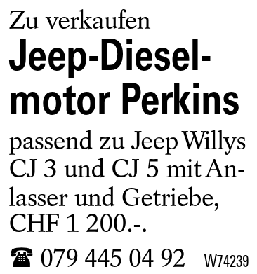 Jeep-Dieselmotor Perkins
