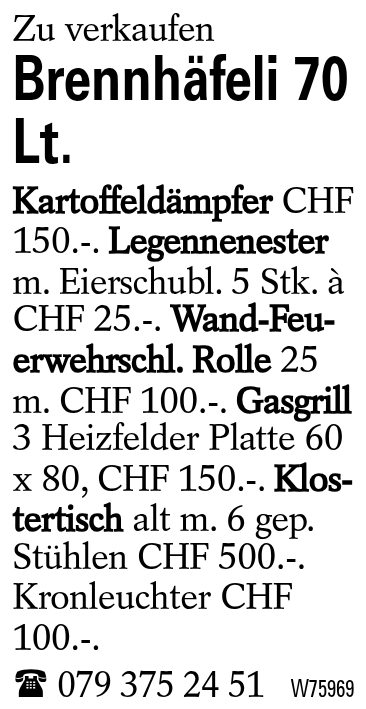 Brennhäfeli 70 Lt.