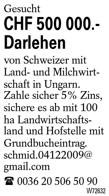 CHF 500 000.- Darlehen