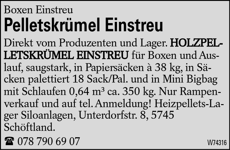 Pelletskrümel Einstreu