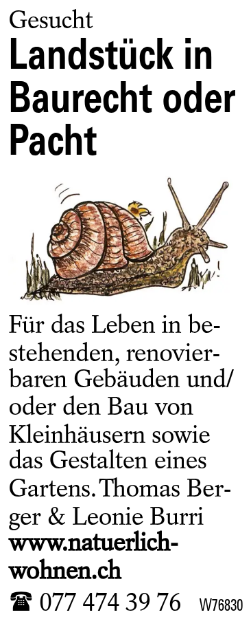 Landstück in Baurecht oder Pacht