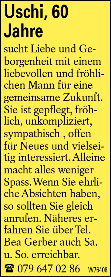 Uschi, 60 Jahre