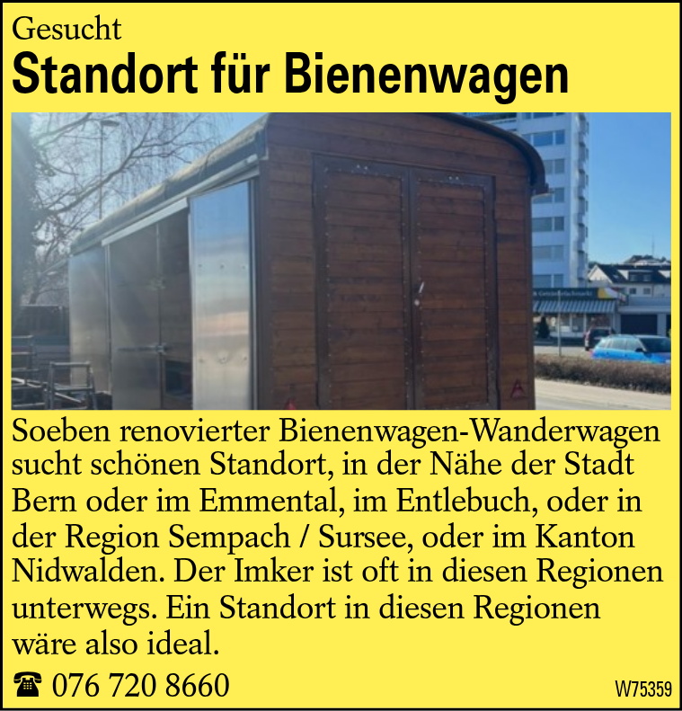 Standort für Bienenwagen
