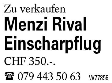 Menzi Rival Einscharpflug
