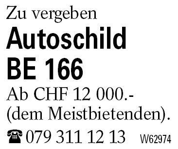 Autoschild          BE 166