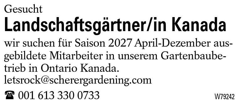Landschaftsgärtner/in Kanada