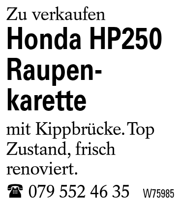 Honda HP250 Raupen-karette