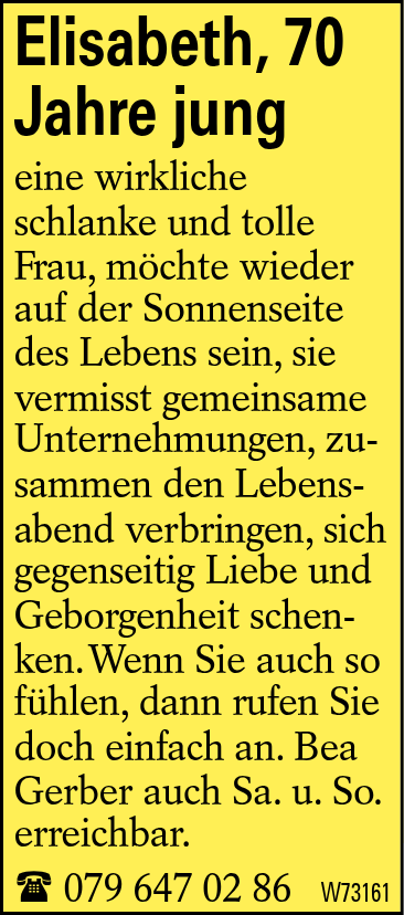 Elisabeth, 70 Jahre jung