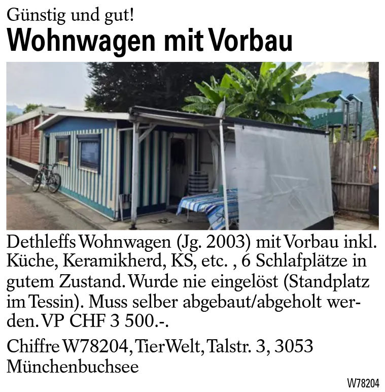 Wohnwagen mit Vorbau