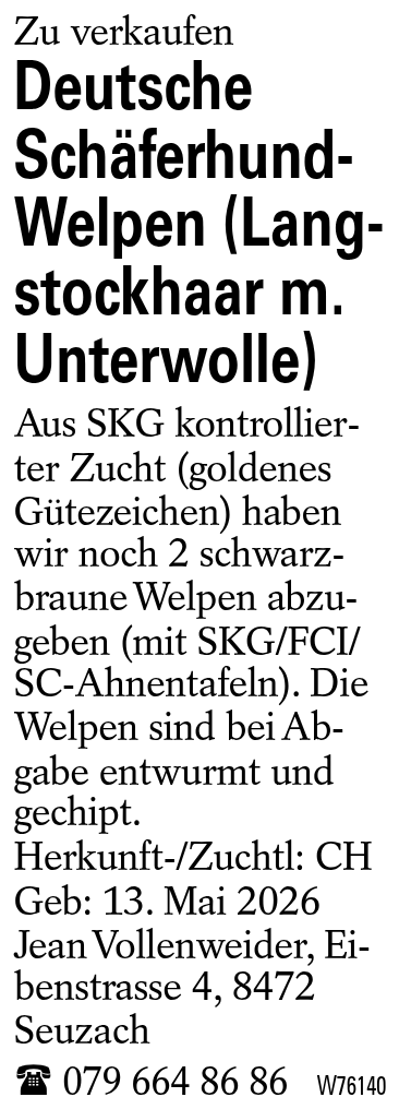 Deutsche Schäferhund-Welpen (Langstockhaar m. Unterwolle)