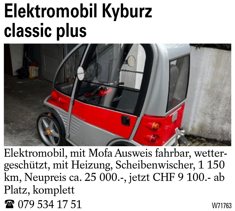 Elektromobil Kyburz <br/> classic plus