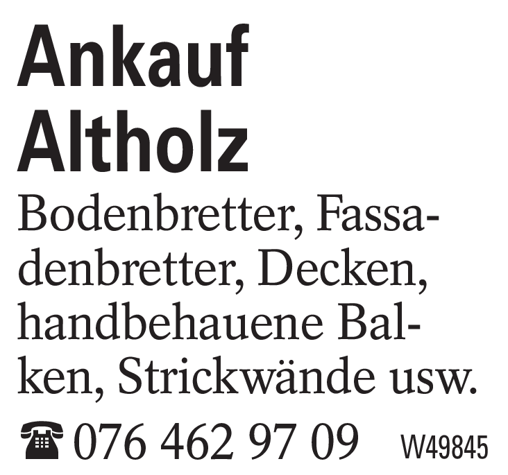 Ankauf Altholz