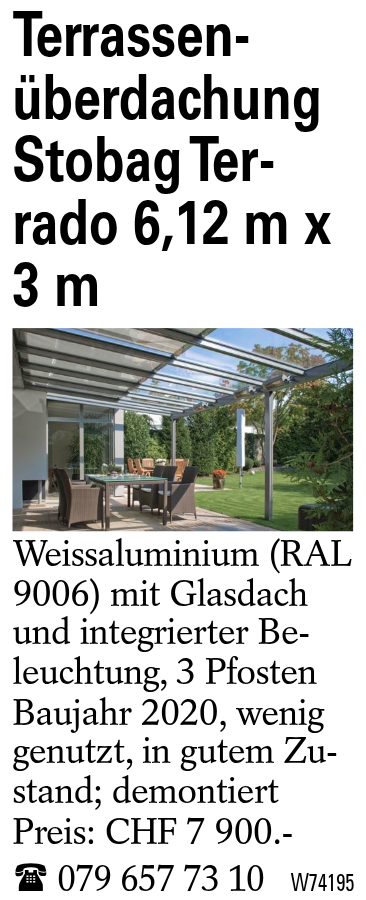 Terrassenüberdachung Stobag Terrado 6,12 m x 3 m