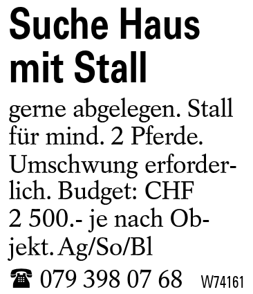 Suche Haus mit Stall
