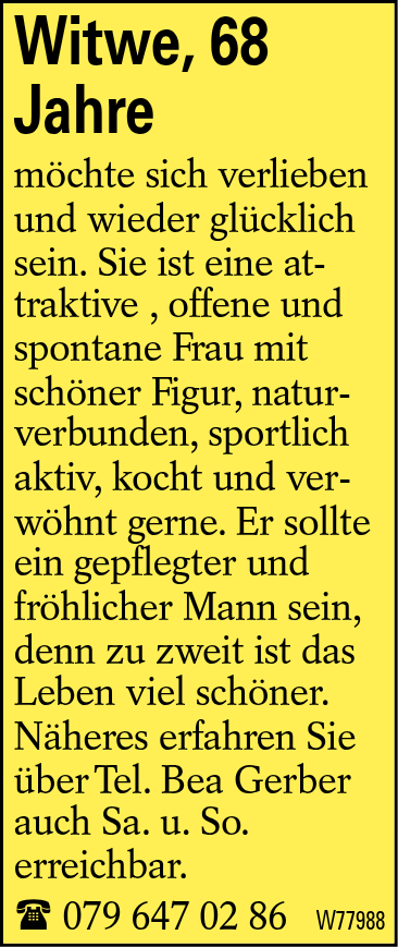 Witwe, 68 Jahre