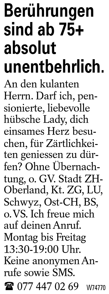 Berührungen sind ab 75+ absolut unentbehrlich.