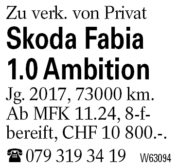 Skoda Fabia 1.0 Ambition