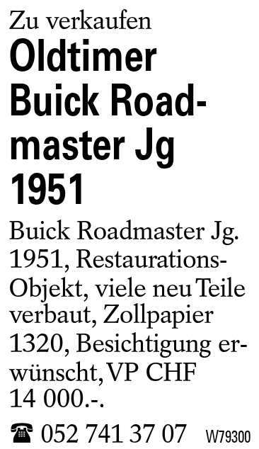 Oldtimer Buick Roadmaster Jg 1951