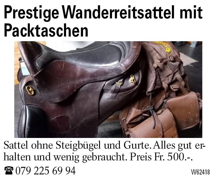 Prestige Wanderreitsattel mit Packtaschen