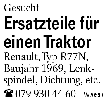 Ersatzteile für einen Traktor