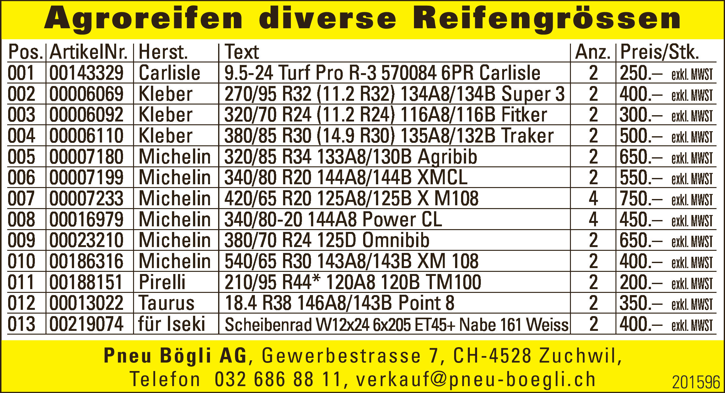 Agroreifen div. Reifengrössen