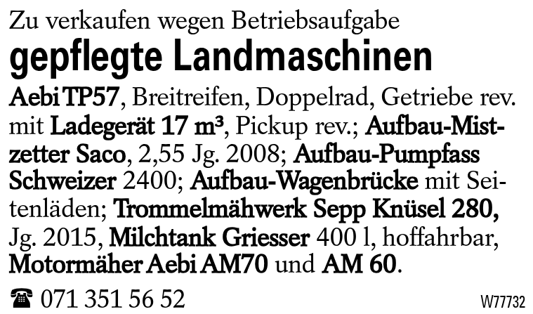 gepflegte Landmaschinen