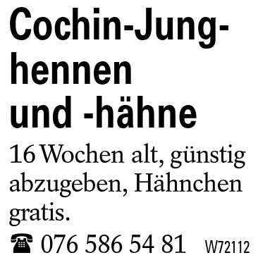 Cochin-Junghennen <br/> und -hähne