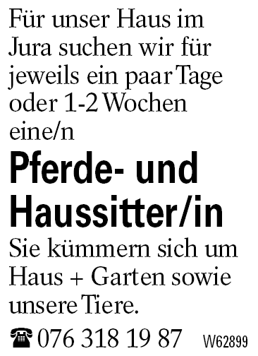 Pferde- und Haussitter/in