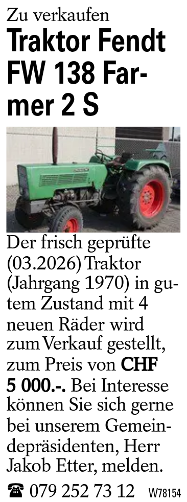 Traktor Fendt FW 138 Farmer 2 S