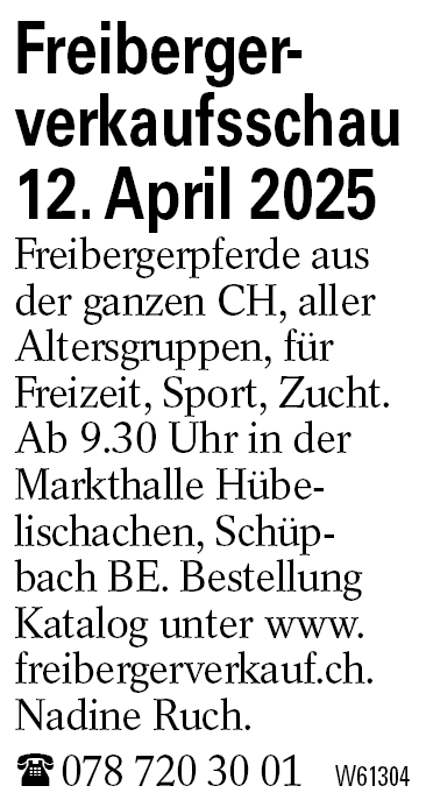 Freiberger-               verkaufsschau 12. April 2025