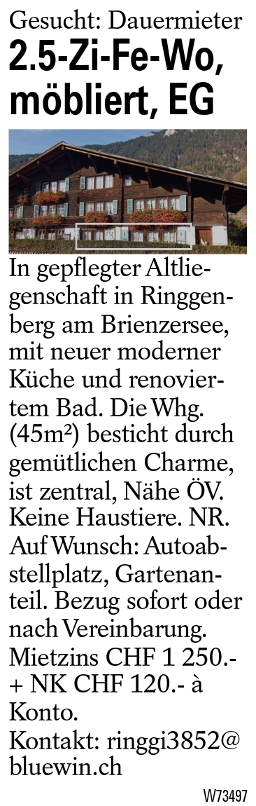 2.5-Zi-Fe-Wo, möbliert, EG