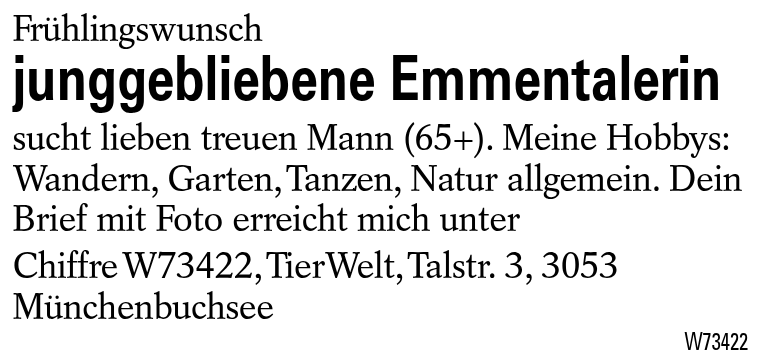 junggebliebene Emmentalerin