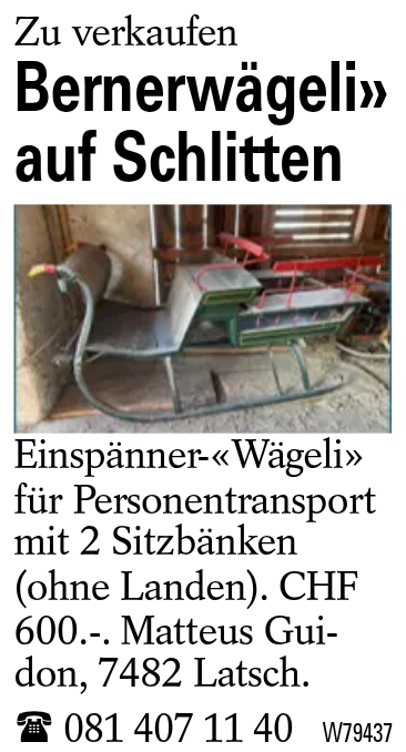 Bernerwägeli» auf Schlitten