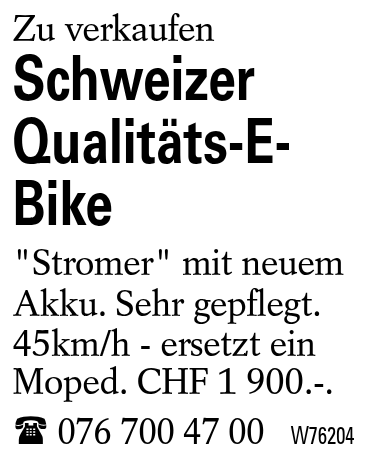 Schweizer Qualitäts-E-Bike