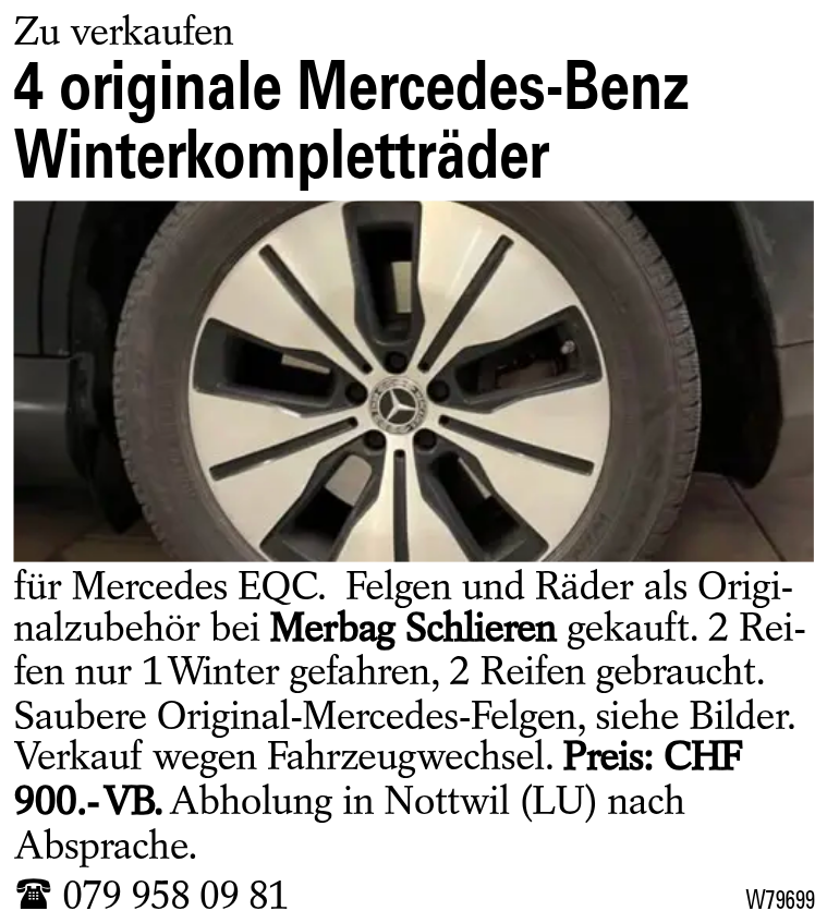 4 originale Mercedes-Benz Winterkompletträder