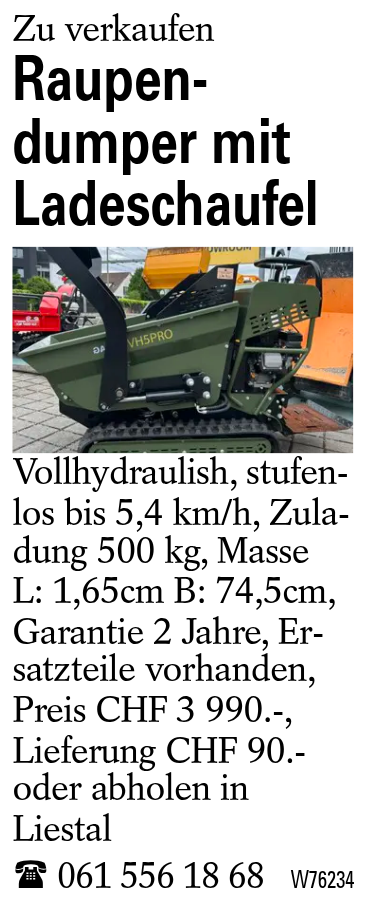 Raupen- <br/> dumper mit Ladeschaufel