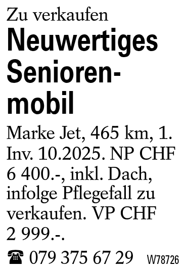 Neuwertiges Senioren-mobil