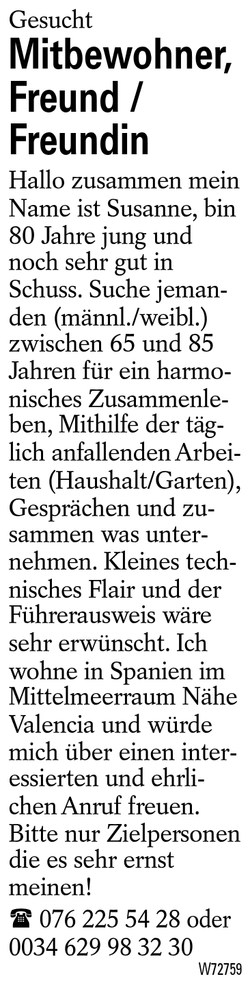 Mitbewohner, Freund / Freundin