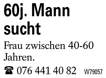 60j. Mann sucht
