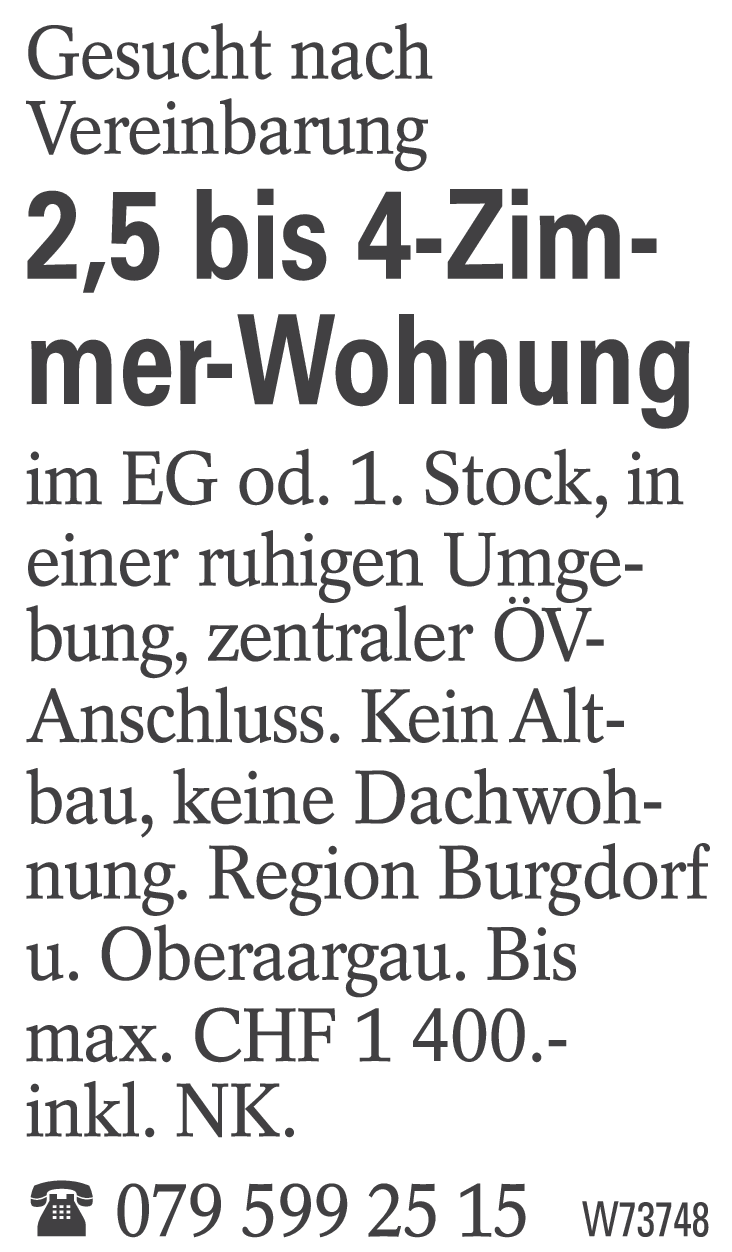 gesucht 2.5 bis 4-Zi-Whg