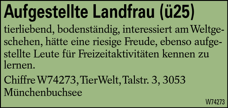 Aufgestellte Landfrau (ü25)