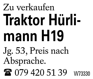 Traktor Hürlimann H19