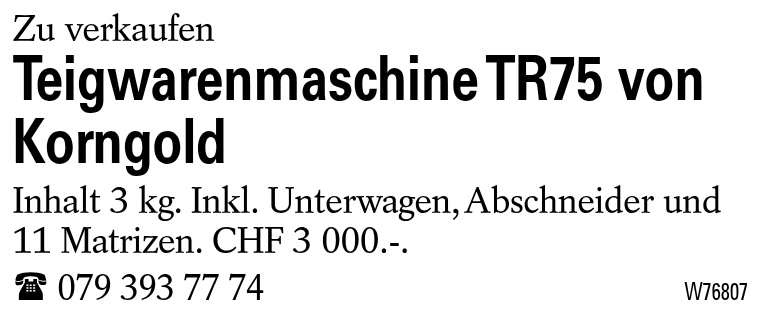 Teigwarenmaschine TR75 von Korngold