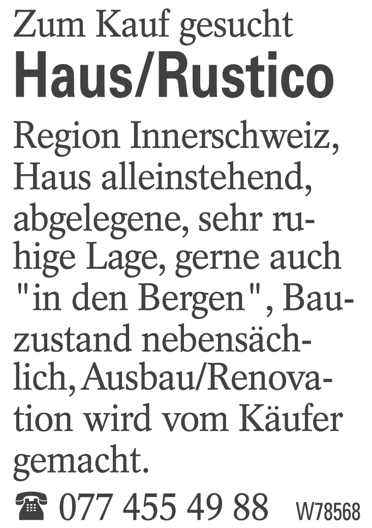 Gesucht Haus/Rustico